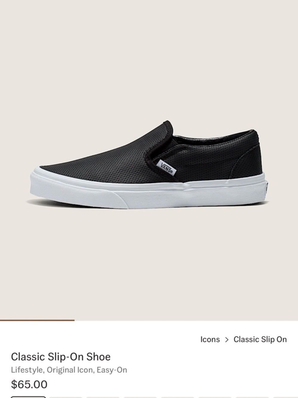 Vans Black Perforated Leather Slip-On Loafers - Picture 5 of 5